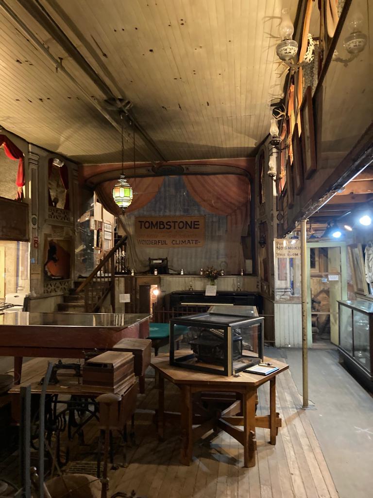 Inside the restored Bird Cage Theatre in Tombstone, Arizona.