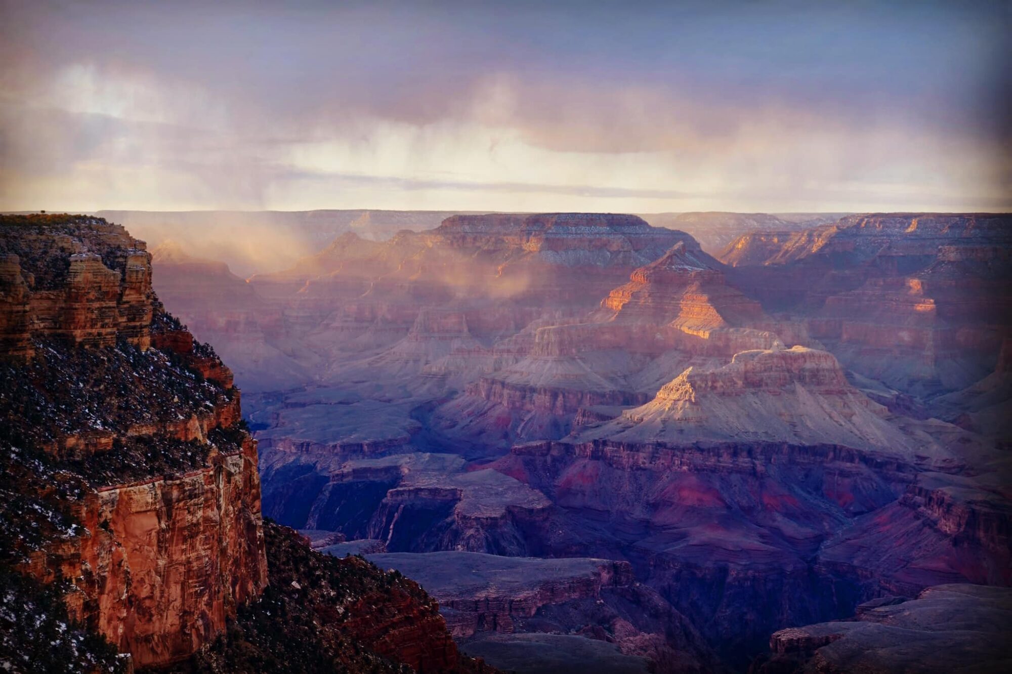 The Grand Canyon at dusk.