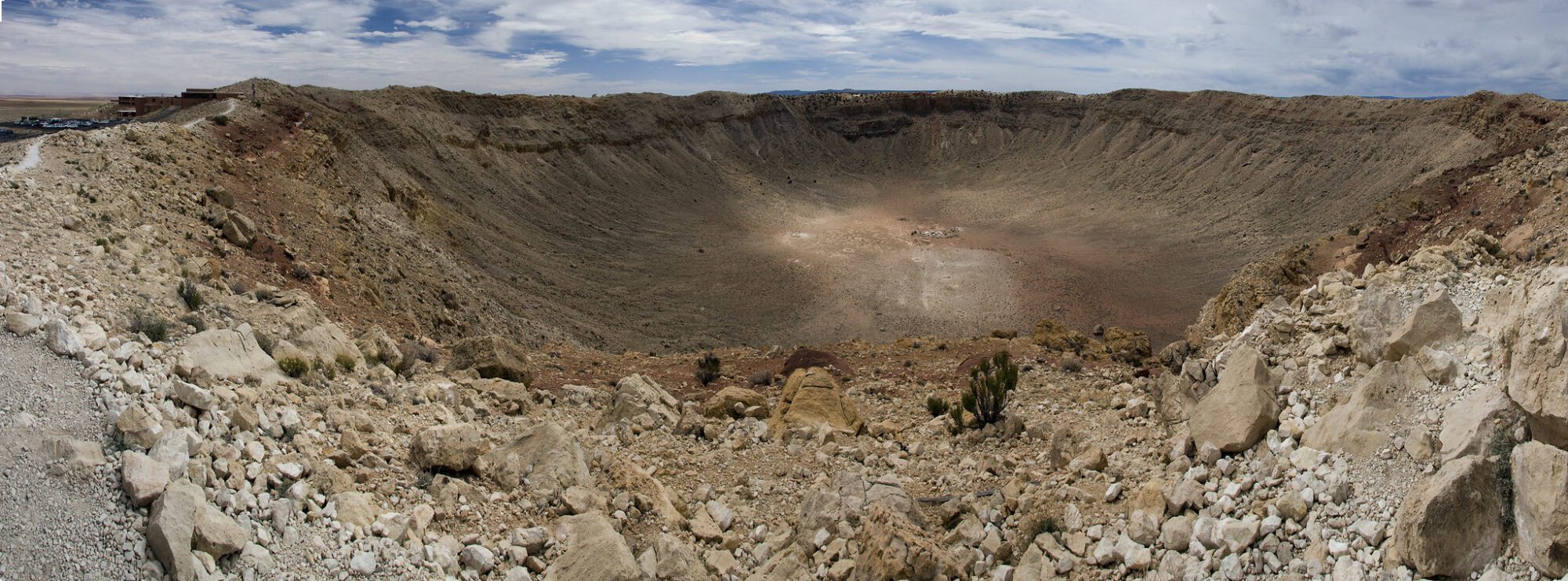 Exterior panoramic image of the Meteor Crater in Arizona.