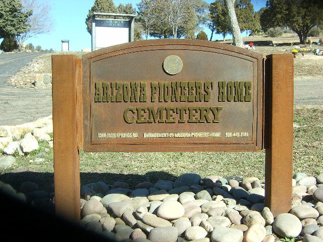 Arizona Pioneer's Home Cemetery sign.