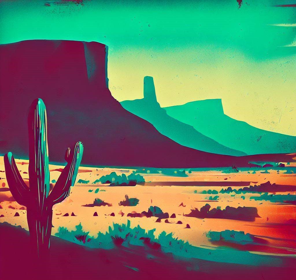 Arizona Desert Landscape as a vintage painting.