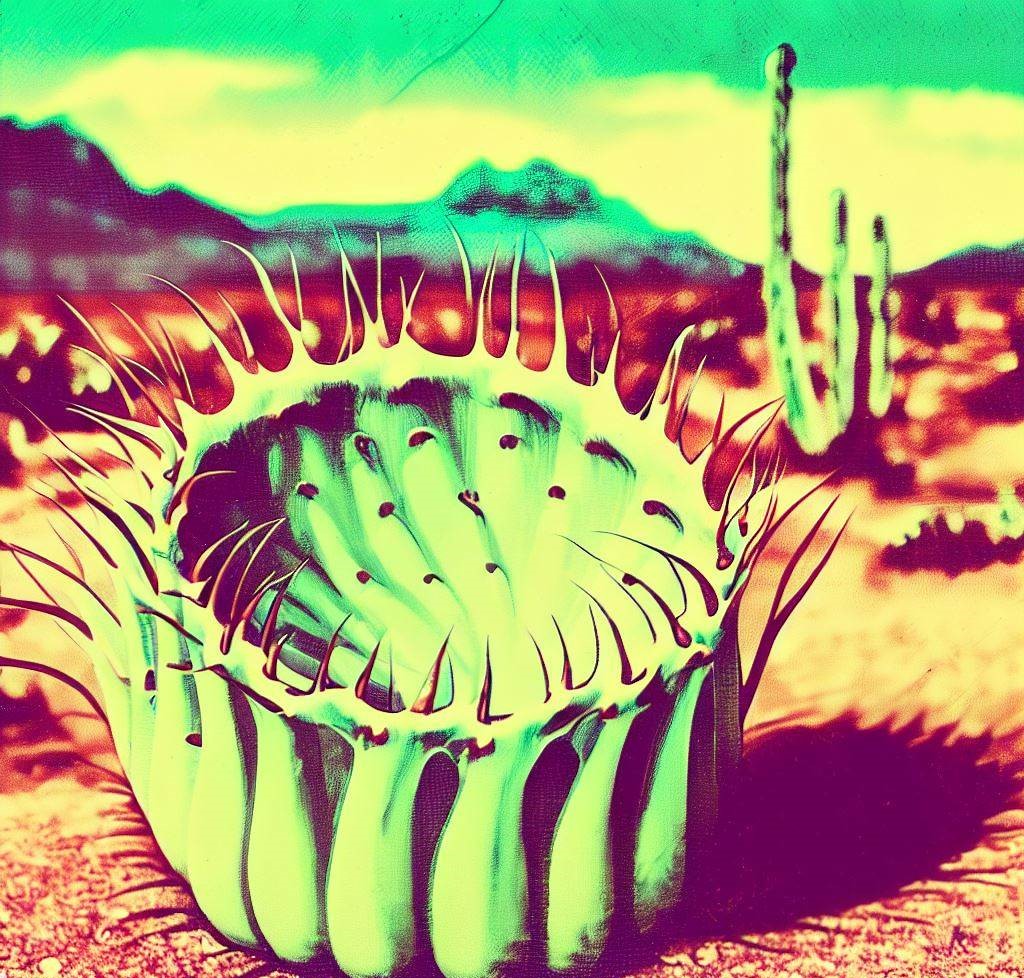 The Phoenix Carnivorous Plant Arizona cryptid. It's a cactus with sharp spikes spread out like a trap on the desert floor.