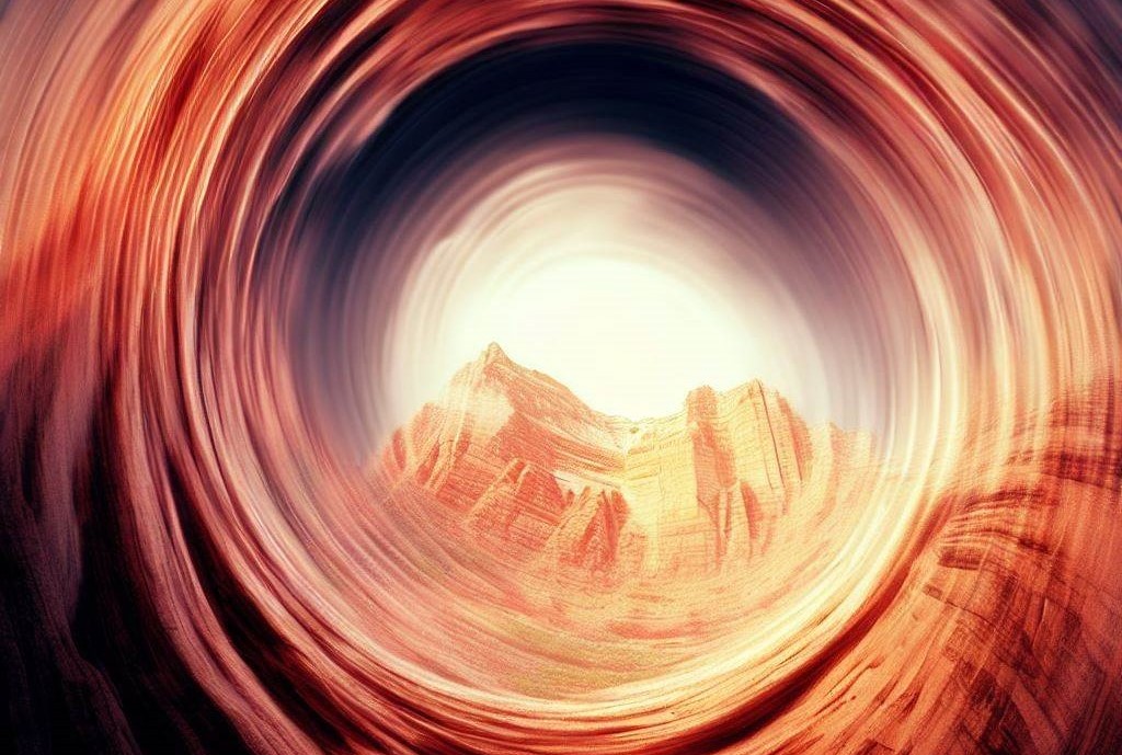Energy vortex around a red mountain in Sedona, AZ.